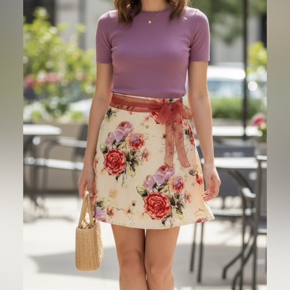 Chic & Sweet: Jennifer & Grace Floral Print A-Line Mini Skirt - Size 8